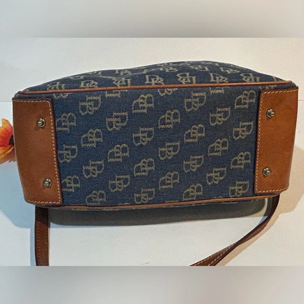 Dooney & Bourke DB Logo Denim Satchel Crossbody Bag Authentic - Picture 7 of 11